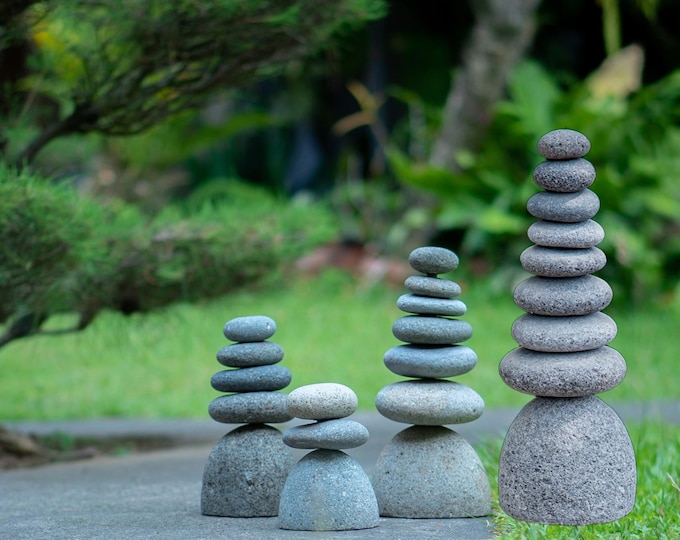 Rock Cairn Sculpture – 3, 5, 7 & 9 Stacked Meditation Decor