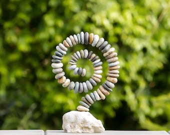 Handpicked Beach Pebble Spiral Sculpture