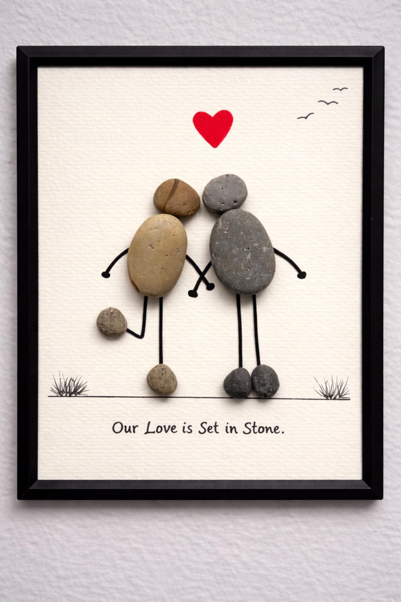 Pebble Stone Couple Art | Handmade Anniversary Gift - Etsy