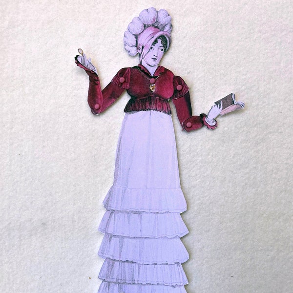 Articulated Regency Period Paper Doll - Lady Emma - instant download, Georgian paper doll, pantin, Digital DIY, Printable Download