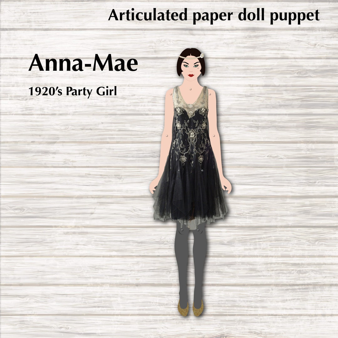 Anna Flapper Articulated Paper Doll: 1920s Flapper Anna-mae, Pantin, Printable PDF ...