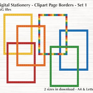 Building Blocks and Building Bricks Page Frame Borders - A4 & LTR Page sizes - Set 1 - PNG, Digital Collage, Instant Download Inactive