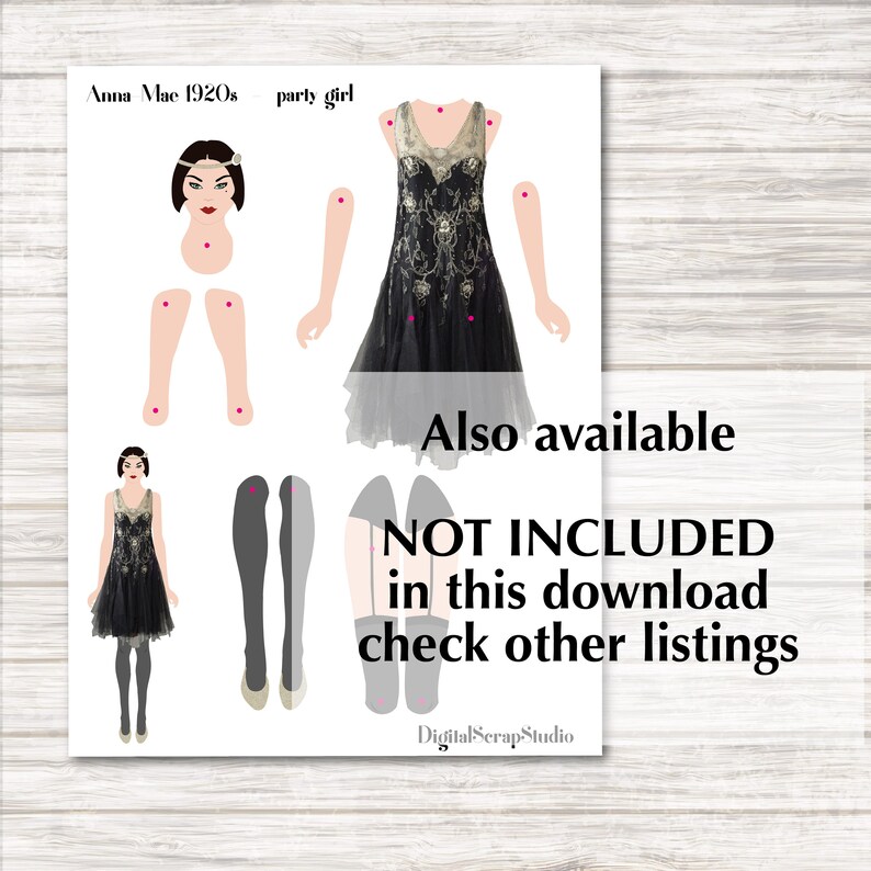 Anna Flapper Articulated Paper Doll: 1920s Flapper Anna-mae, Pantin, Printable PDF ...