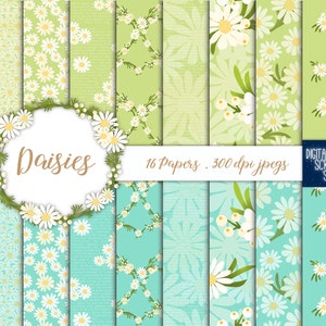Daisy Floral Digital Paper: Scrapbook Journal Pages (Digital Download)