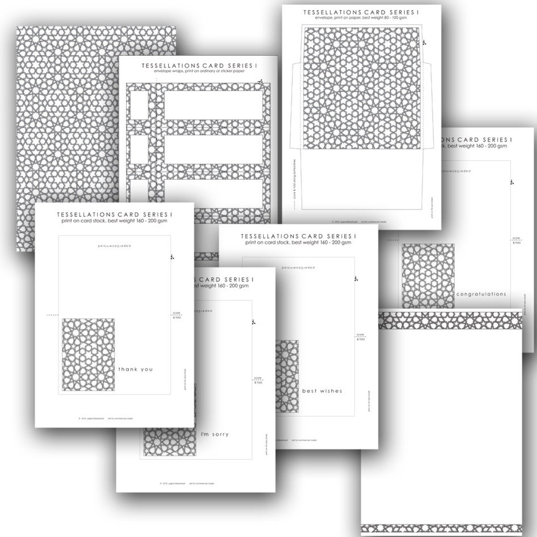 Colour-in Tessellated Pattern Printable Stationery Set - Etsy