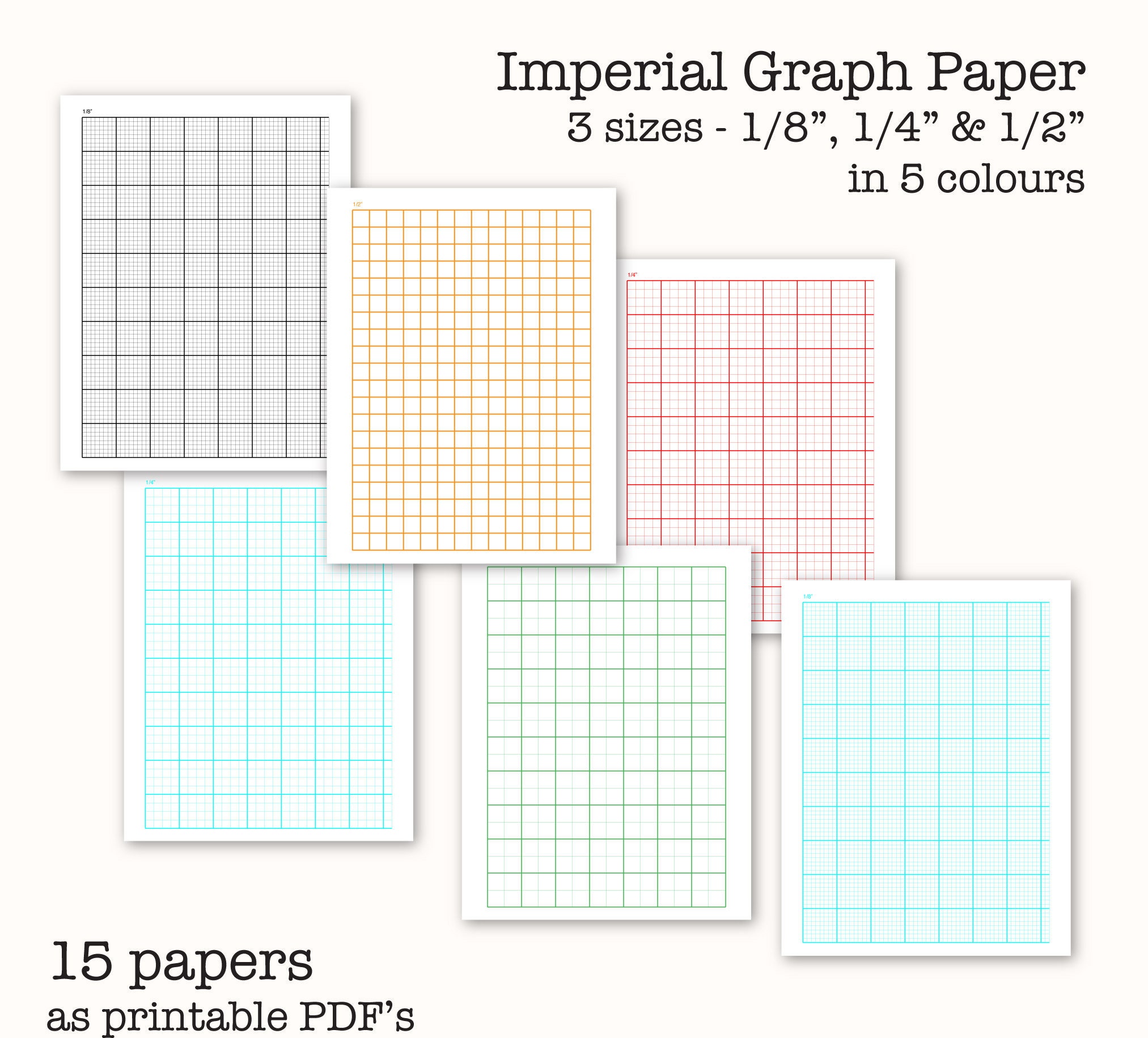 15 Imperial Measure Graph Papers Inch Graph Paper Digital Etsy