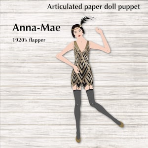 1920er Jahre Flapper Anna-Mae 1 - Gliedergelenkpuppe Pantin, Gelenkpuppe, digitale DIY, printable Download