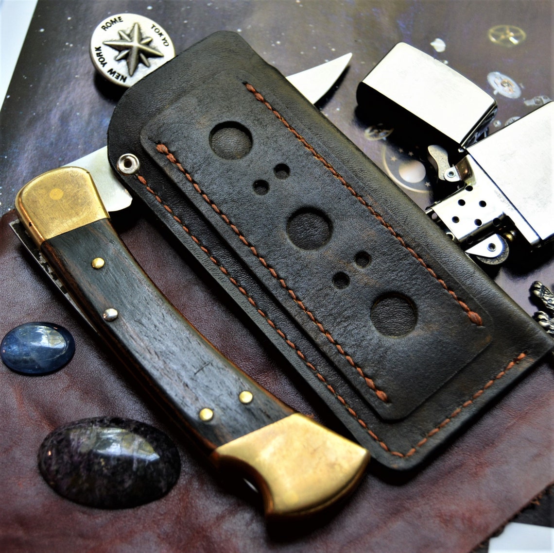 Leather Sheath for BUCK 110 custom knife case folding knife Etsy