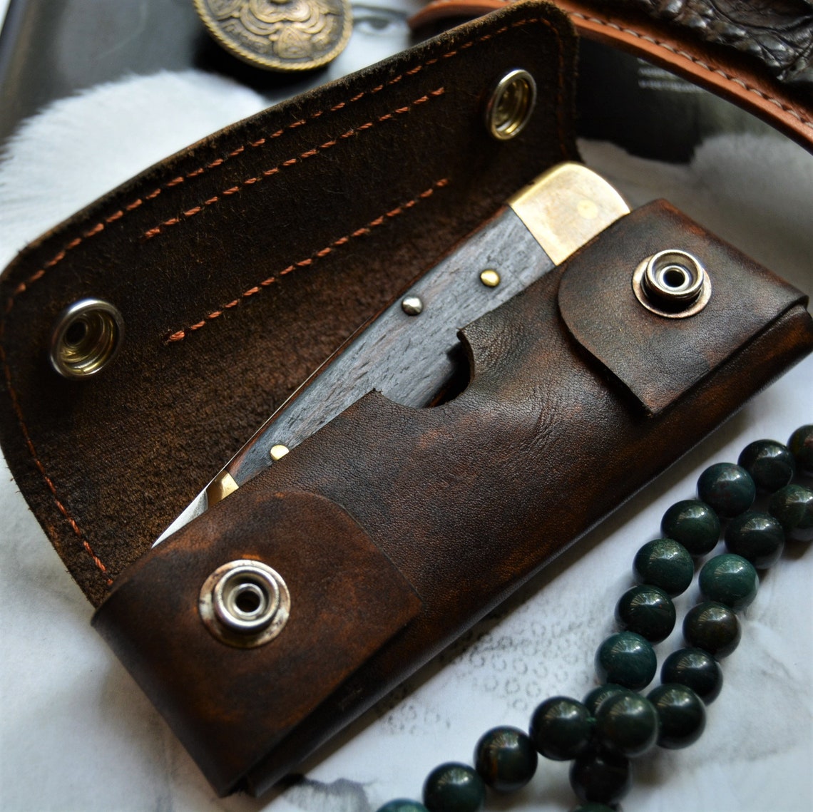 Leather Sheath for BUCK 110 custom knife case folding knife Etsy