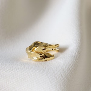Geometric Hammered & Structured Ring • Asymmetrical Wave Ring • Irregular Wavy Ring • Chunky Ring • Bold Stacking Ring • Hammered Ring