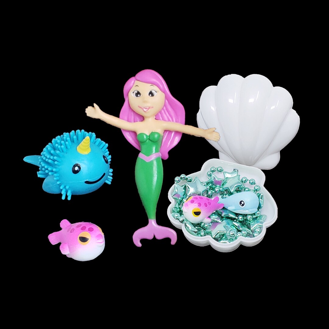 42 Pcs Bulk Undersea Party Favors, Pinata Fillers With Mermaids, Narwhals, Seashells, Starfish