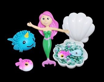 42 pcs Bulk Undersea Party Favors, pinata fillers with mermaids, narwhals, seashells, starfish necklaces, fish and other ocean freinds!