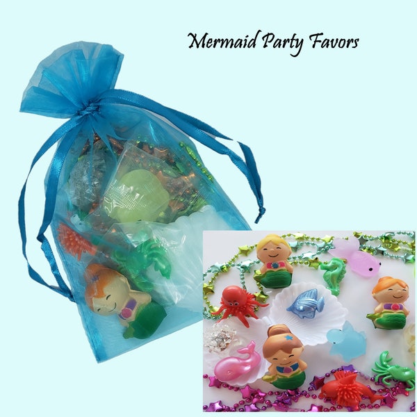 Mermaid Stocking Stuffers & Party Favors, great pinata fillers, beach undersea goodie bags, carnival prizes, mermaid necklaces pinata prizes