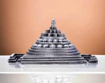 Meru Shree Yantra Pyramid In Pure 925 Silver 2 Inches Heavy Quality Blessed And Energized For Wealth And Prosperity