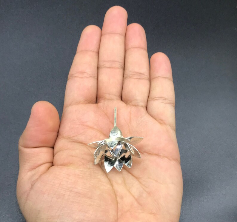 Lotus Flower Offering in Pure 925 Silver / Lotus Flower in Silver for