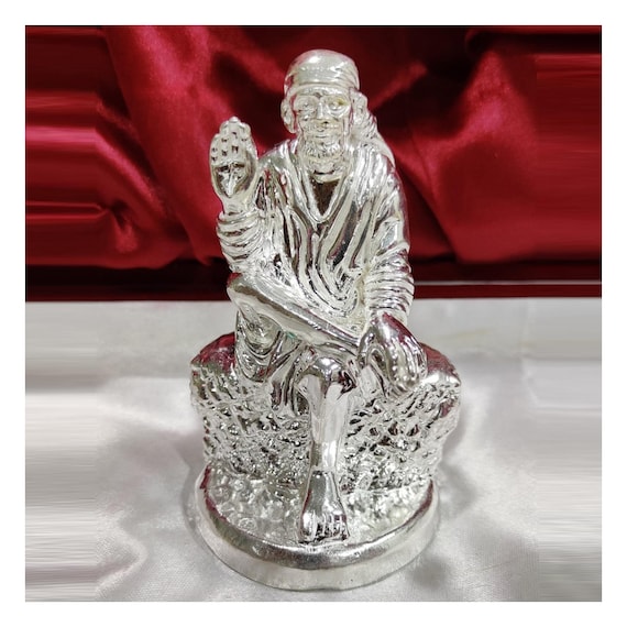Sai Baba Idol in Pure 925 Silver Shirdi Saibaba Statue in Silver