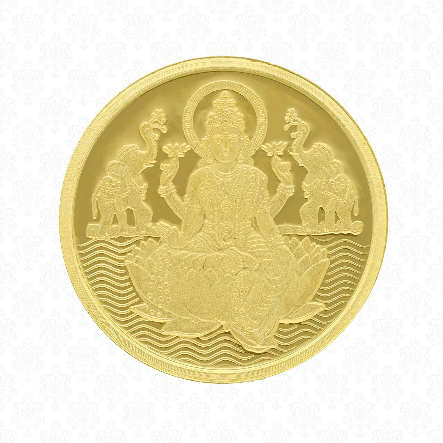 Goddess Laxmi Gold Coin 24K 1 Gram Laxmi Coin in Pure Yellow