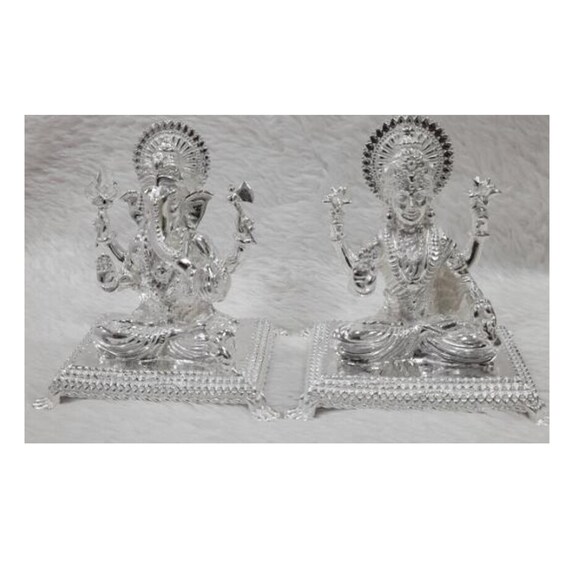Ganesh Laxmi Idol in Pure 925 Silver / Ganesh Laxmi Statue in Etsy