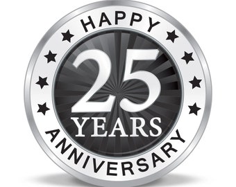 25th Anniversary Gift Coin / Happy Wedding Anniversary Gift Coin Pure Silver 999