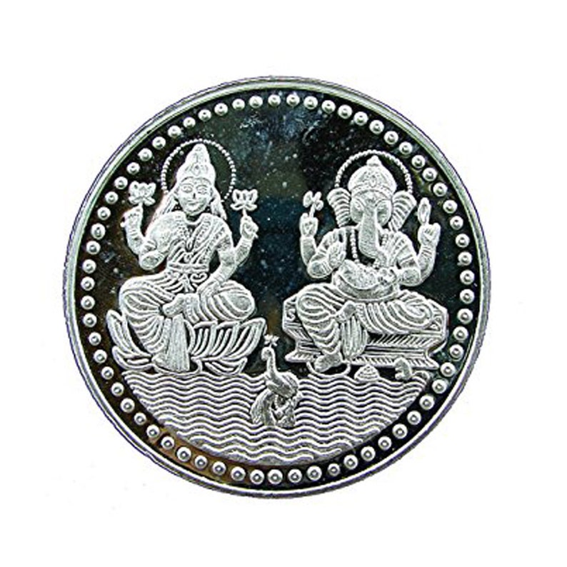 Ganesh Lakshmi Coin In Pure Silver 999 Religious Coin 100 Grams