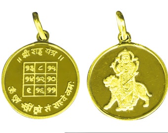 Rahu Graha / Rahu Planet Yantra Pendant in Copper Gold Plated Blessed and Energized Navgraha Planetary Locket