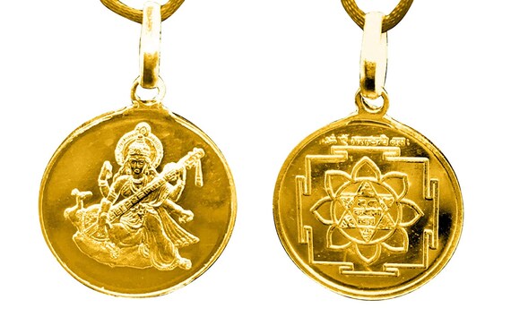 Saraswati pendant in gold deals