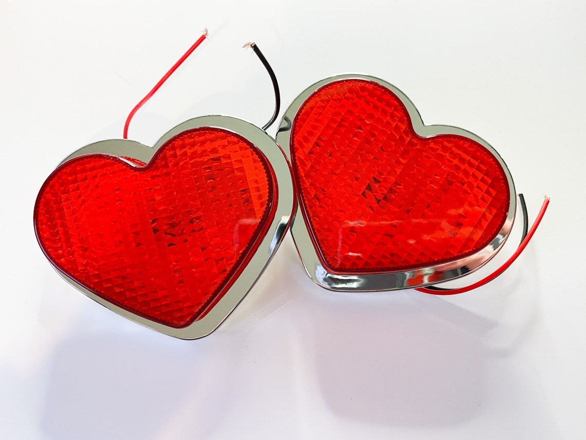 2-Pack Purple Heart-Shaped LED Side Marker Lights – Universal Turn Signal & Accessory, Waterproof, 3-Month Warranty