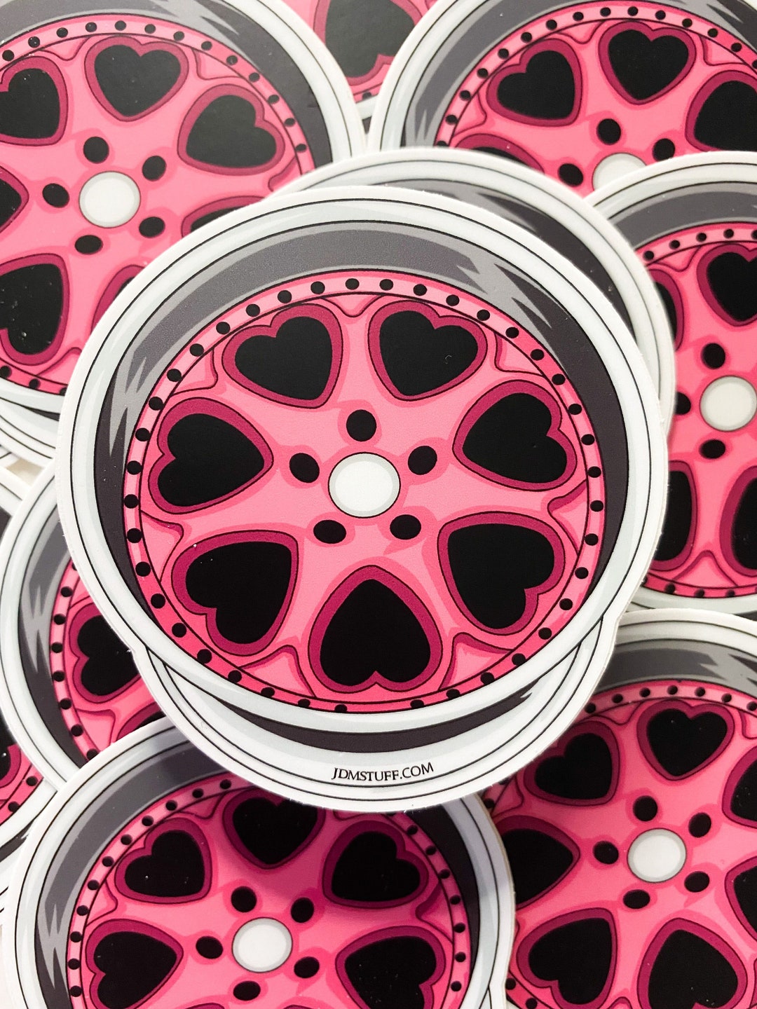 JDM Pink Heart Wheel Vinyl Stickers Etsy