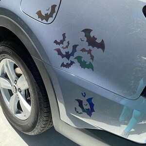 Spooky Bat 15 Pack - 1" to 5" / Holographic, Oil Slick Car Sticker Decal