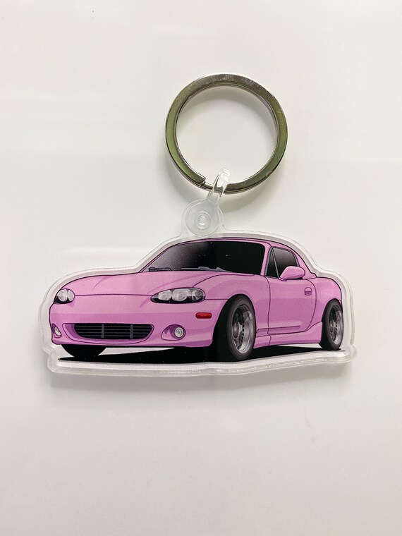 JDM Pink Miata MX5 Acrylic Car Keychain