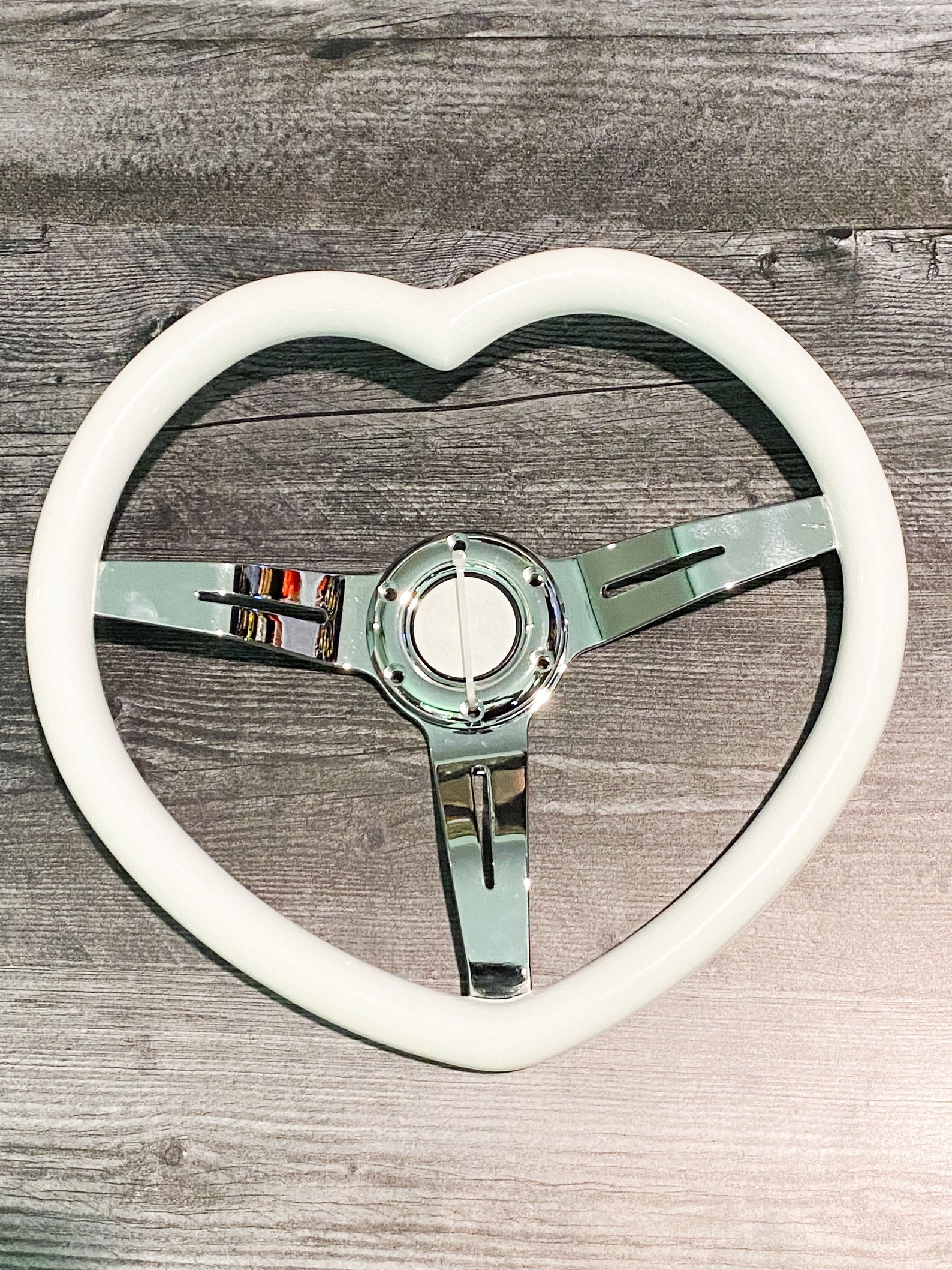 JDM White Heart Shaped Steering Wheel ABS Grip White Steel - Etsy