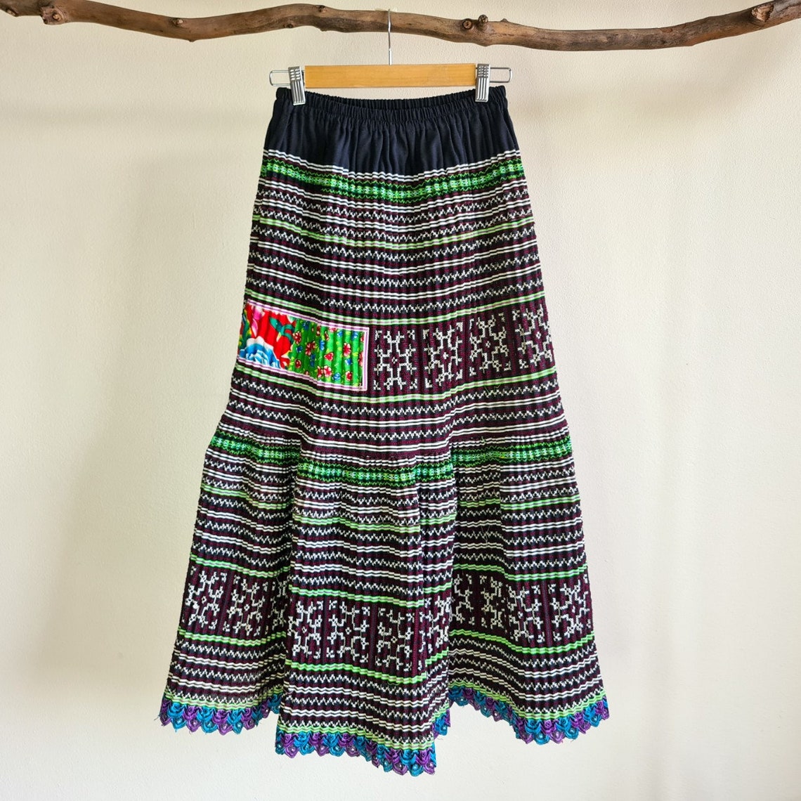 Hmong Pleated Skirt hill tribe skirt hand embroidered | Etsy