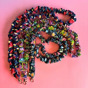 Bright Garden Scrunchie Lanyard | Comfortable Cotton ID Holder | Floral Prints