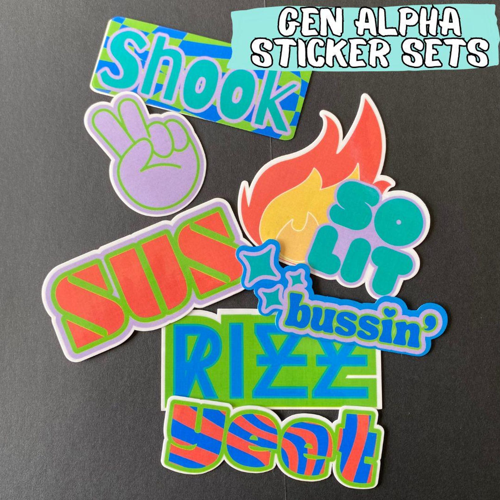 Gen Alpha Sticker Set – Cottagecore & Electric Color Schemes - Etsy