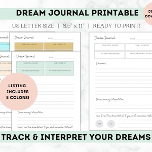 Dream Journal Digital | Dream Journal Printable | Dream Tracker | Dream Interpretation | Dream Log | Daily Journal | Dream Journal Download