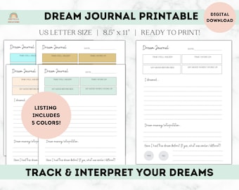 Dream Journal Digital | Dream Journal Printable | Dream Tracker | Dream Interpretation | Dream Log | Daily Journal | Dream Journal Download