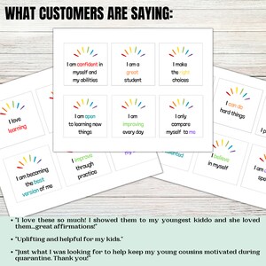 Puede incluir: Un conjunto de tarjetas de afirmaci&oacute;n imprimibles con mensajes positivos para ni&ntilde;os. Las tarjetas presentan dise&ntilde;os de arco&iacute;ris coloridos y frases como "Conf&iacute;o en m&iacute; mismo y en mis habilidades" y "Soy un gran estudiante".