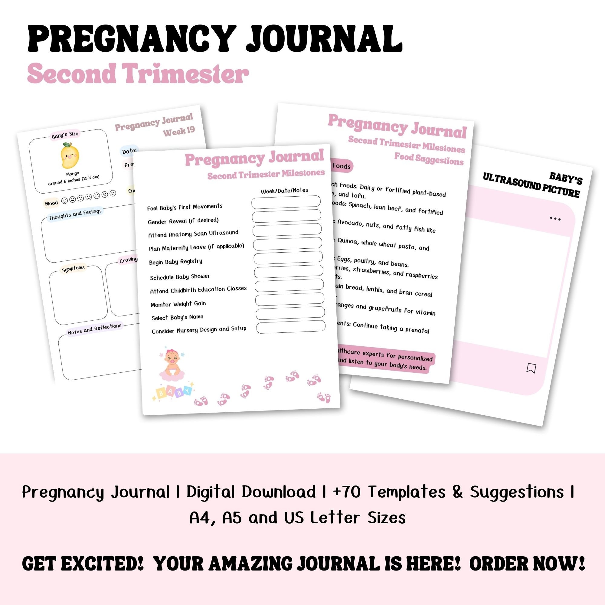 Printable Pregnancy Journal L Pregnancy Planner Printable Pregnancy ...
