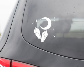 Crystal Moon Vinyl Decal | Spiritual Boho Car, Laptop Decor