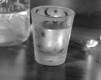 Etched Moon and Stars Shot Glass - 1.5 oz