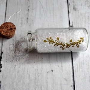 2 Empty Spell Jars with design| 30ml Cork Stopper Glass Bottle Vials Jars with Cork | Witchcraft Wiccan Pagan Divination Altar Tools