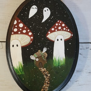 Cottagecore Hand painted Mushroom Wall Decor Plaque