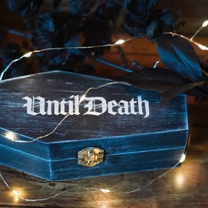 Until Death Goth Coffin Wedding Engagement Ring Box