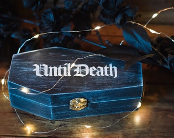 Until Death Goth Coffin Wedding Engagement Ring Box