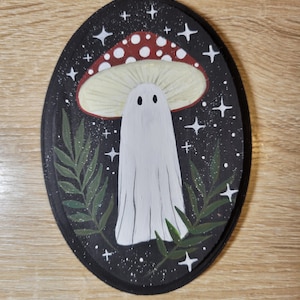 Ghost Mushroom Cottagecore Handpainted Wall Decor
