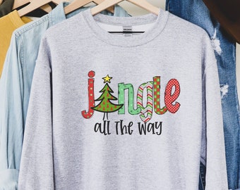 Jingle all the Way sweatshirtChristmas sweatshirtladies sweatshirtOff the shoulder Christmas sweatshirtholiday shirtGifts for her