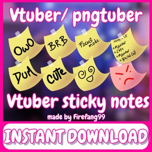Vtuber & PNGtuber|| Sticky notes|| 8 pack || instant download|| PREMADE  || Streamer Setup || Twitch Channel Points || Funny Stream overlays