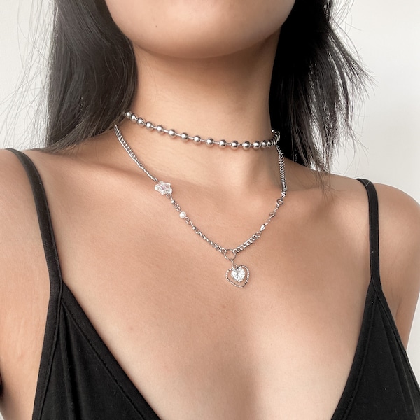 stainless steel chunky ball chain choker