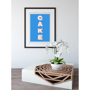 CAKE Wording Print - Letters that look like cake! Art - Gallery wall- A3 A4 A5 posters Bright cake wording cake - like print