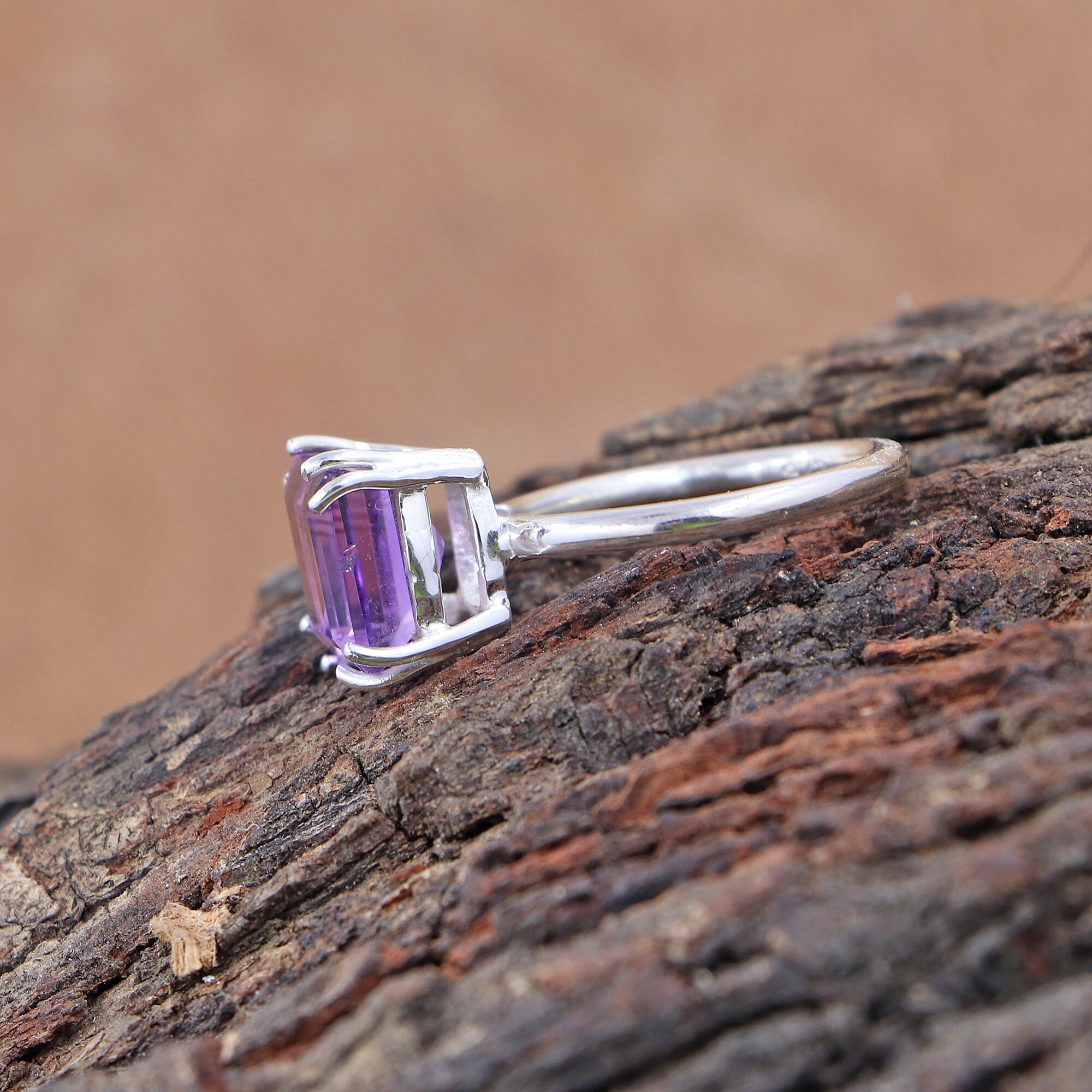 Square Amethyst Ring: 925 Sterling Silver, February Birthstone - Etsy